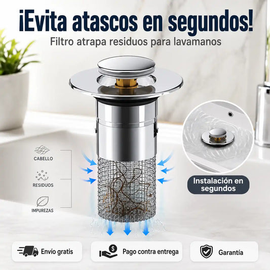 🚿 Par Filtro Atrapa-Pelos Anti-Tapones — Acero Inoxidable Edición Universal